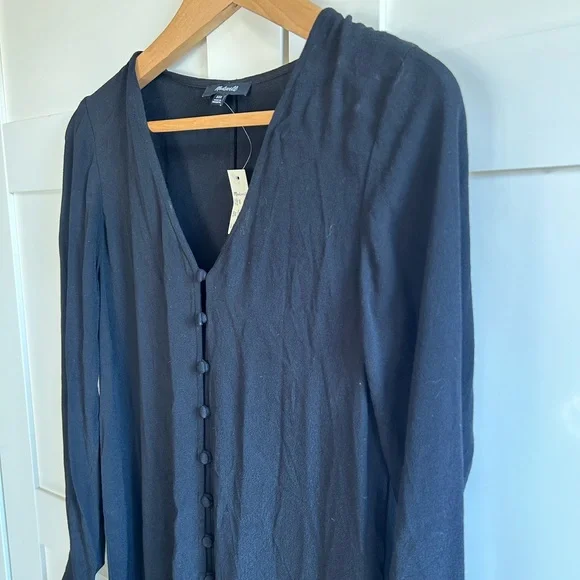 Madewell Heather long sleeve black button-front dress, NWT, size xxs - Picture 12 of 15